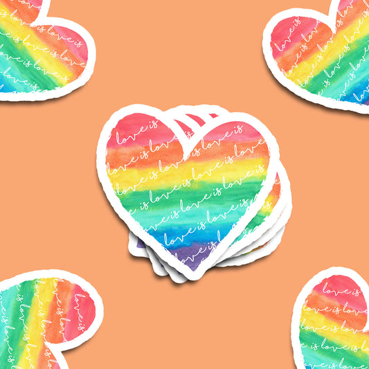 Love is Love is Love Heart Pride Vinyl Sticker