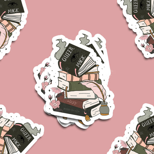 Queer Magic Book Stack Vinyl Sticker
