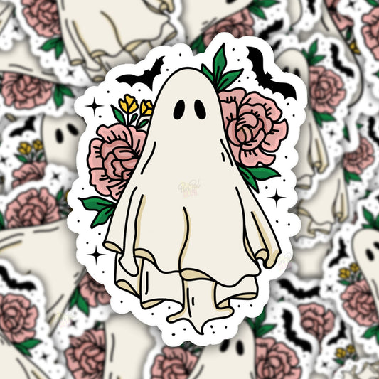 Floral Ghost Vinyl Sticker